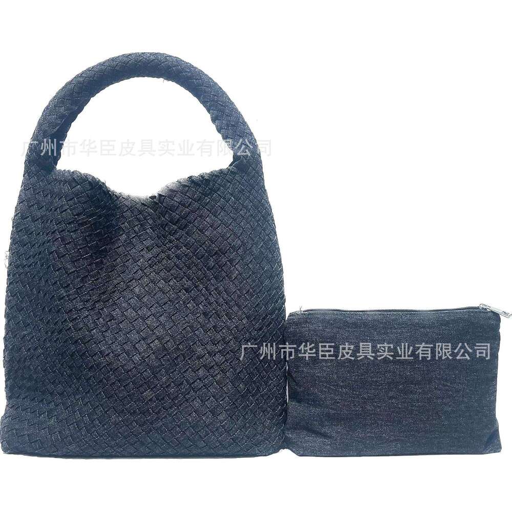 Snowflake Woven Large Capacity Shoulder Tie-Dye Denim Tote 2024 New Women's Bag