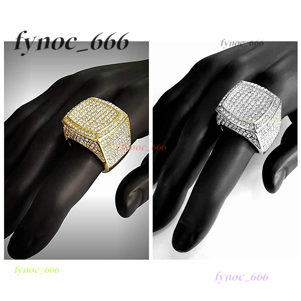 2025 Wholesale Trendy Hip Hop Alloy Jewelry Mens Diamond Square Ring for Men