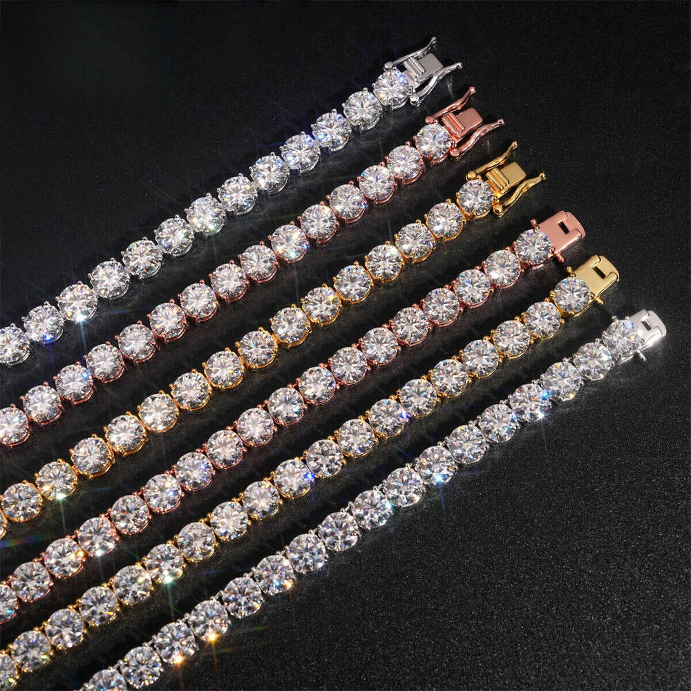 USA Stock Fast Shipping 6.5mm Dia Necklace Solid Sier Iced Out Moissanite Hip Hop Tennis Chain