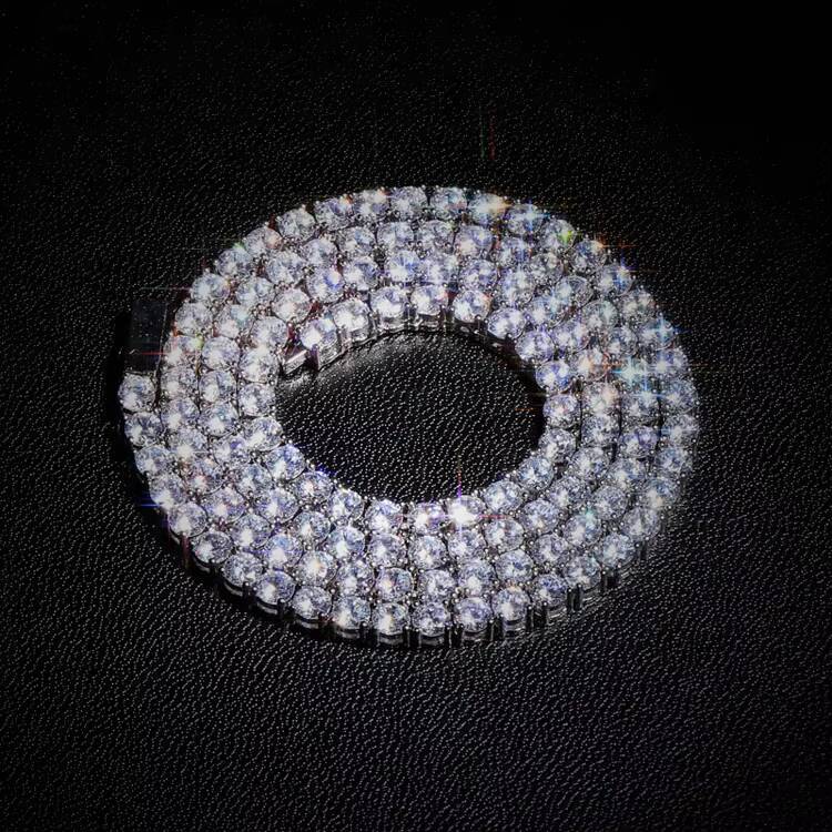 GZYS JEWELRY Custom Moissanite Hip Hop Men Tennis Chain Necklace