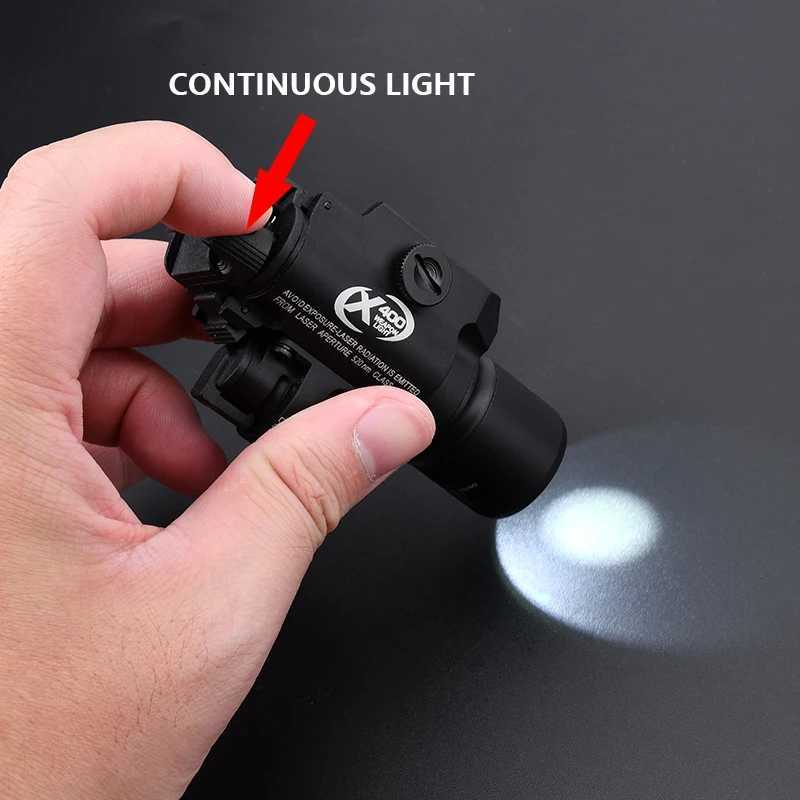WADSN X400 Red Green Dot Laser Flashlight Tactical X400U PistolLight X400V Strobe Hunting Spotlight White LED Weapon Scout LightXJ250905