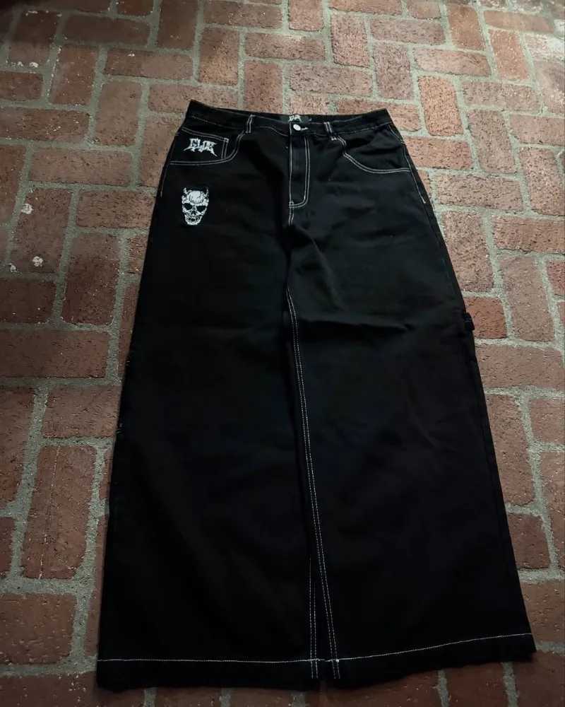 Gothic Harajuku Retro Streetwear Trousers Vintage High Street Baggy Y2K Jeans Women Hiphop Punk High Waist Wideleg Pants Men W250905