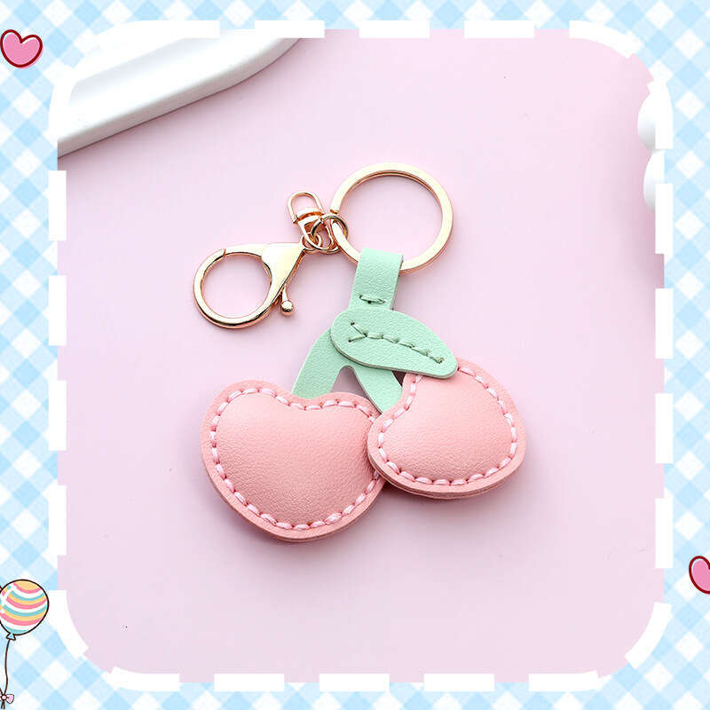 DHEssentials Cherry Leather Charm, Cute DIY Gift, Pastoral Style, Bag/Key Pendant, Multiple Colors