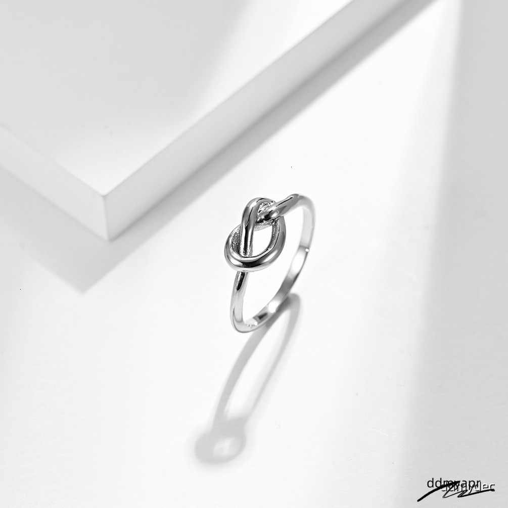 Real Gold Sier Black Titanium Steel Heart Knot Ring Pattern Designer ddmydec Men Women Lovers Tail Rings Fashion Wedding Jewelry Gift ddmydec