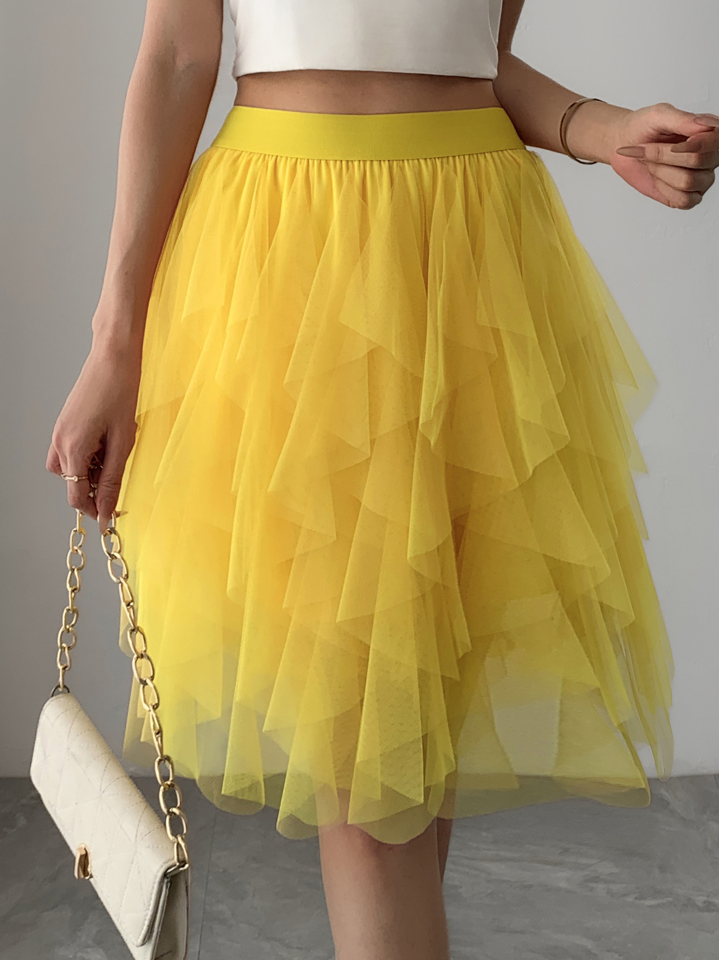 A28040 Mesh Princess Skirt Dance Swing Pleated Skirt Tutu Skirt