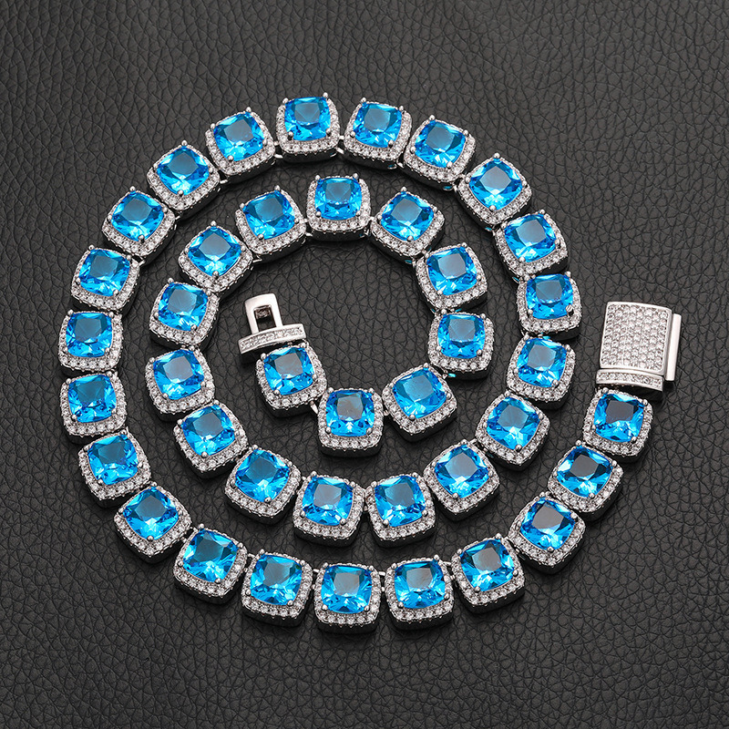 High Quality 10mm 5A Moissanite Diamond Iced Baguette Chain Micro Paved Moissanite Personalized Tennis Chain