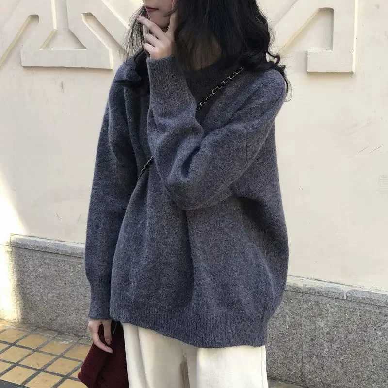 Womens round Neck Knitwear Loose Fit Thickened Soft Comfortable Autumn Winter New Style Solid Color Easy Wear Vintage Lazy Styl Z250905