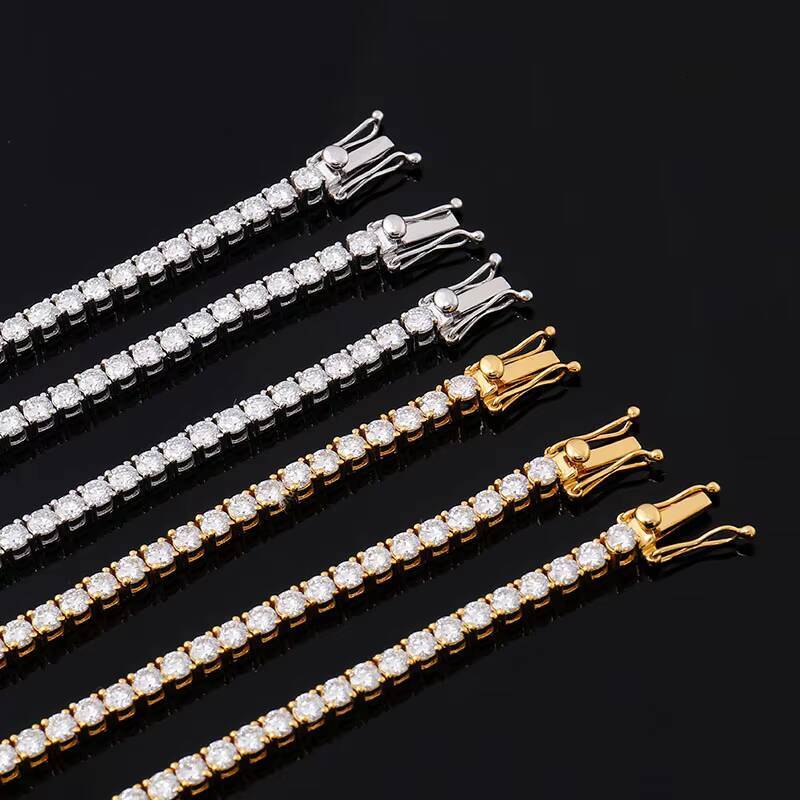Moissanite Jewelry Round Shape Diamond Tennis Bracelet 925 Silver White Gold Plate Moissanite Chain Tennis Bracelet
