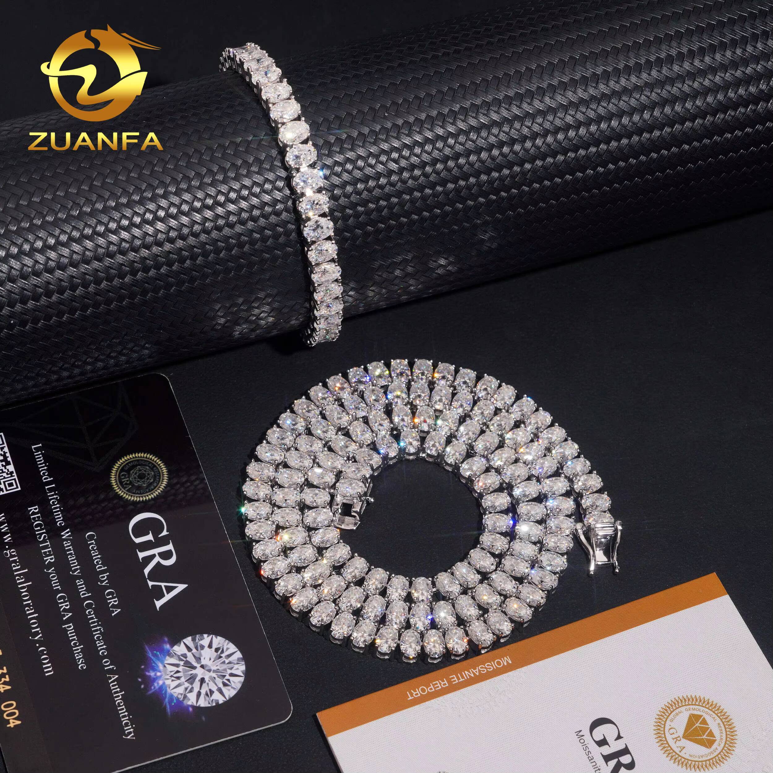 Pass Diamond Tetser 46mm Oval Cut 925 Silver Moissanite Tennis Chain Fashion Tennis Necklace for Men Women