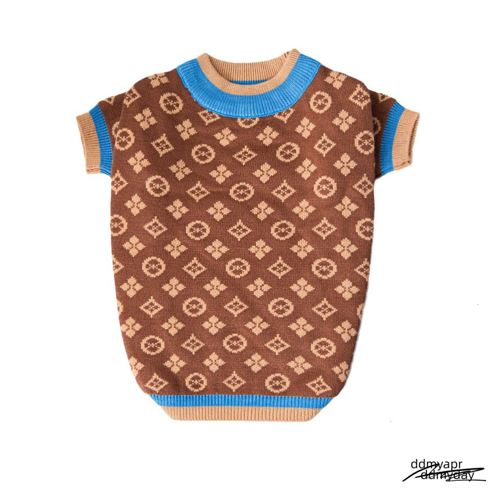 Dog Sweaters Small Medium Dogs Fall Classic Knitted Flower Pattern Puppy Holiday Winter Coat Clothes For Female Girl Male Boy Warm Brown XXL ddmyday d