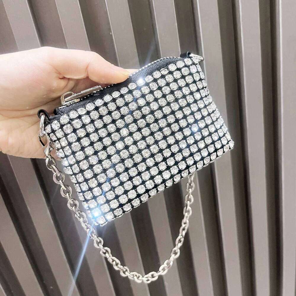 Designer Bags Mini Shiny Rhinestone Purse Short Chain Coin Small Card Bag Handle Woman's Purse Design Handmade Luxury Bag