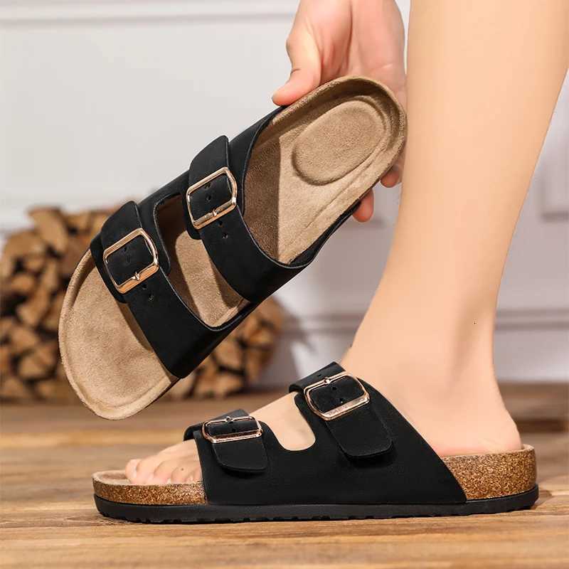 Fashion Mens Suede Mules Slippers New Women Clogs Cork Insole Sandals with Arch Support Outdoor Beach Slides Home Men Shoes W250905