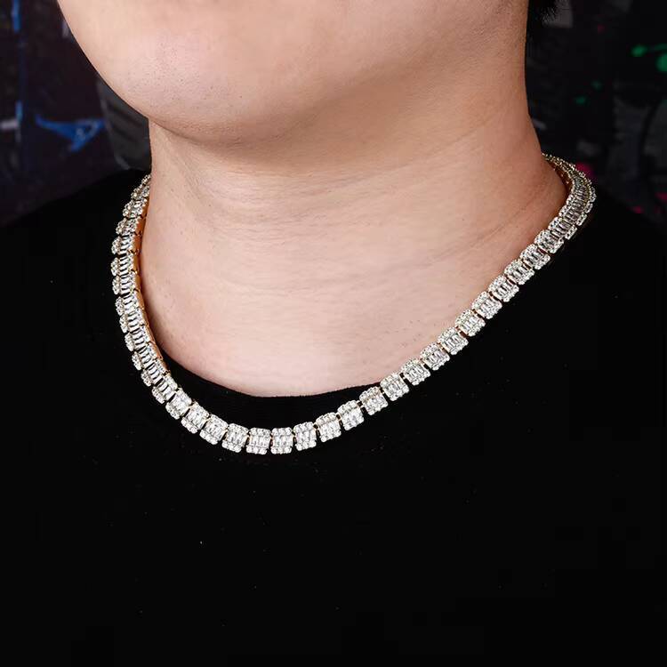 Wholesale Drop Shipping High Quality Large Cluster Moissanite Women Men Tennis Neck Chain Necklace