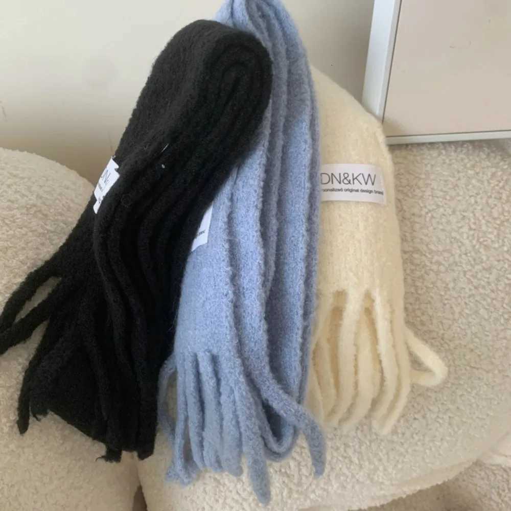 Fashion Shl Winter Knitted Scarf Solid Color Keep Warm Tassel Scarves Thick Winter WrXJ250905