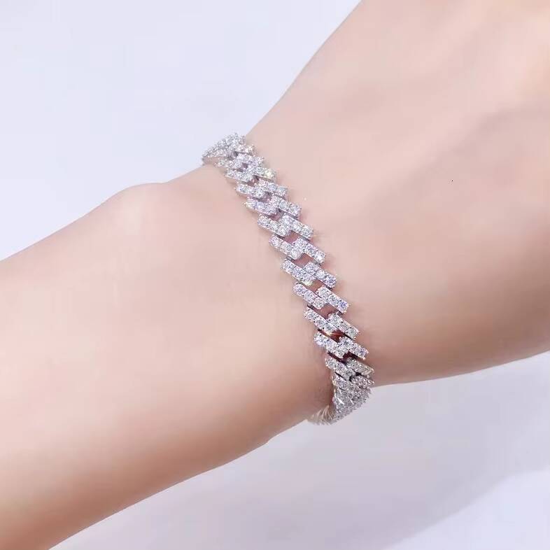 High Quality 925 Silver 14K White Gold Necklace Chain VVS Moissanite Diamond Iced Out Hip Hop Style Cuban Chain IGI Certified