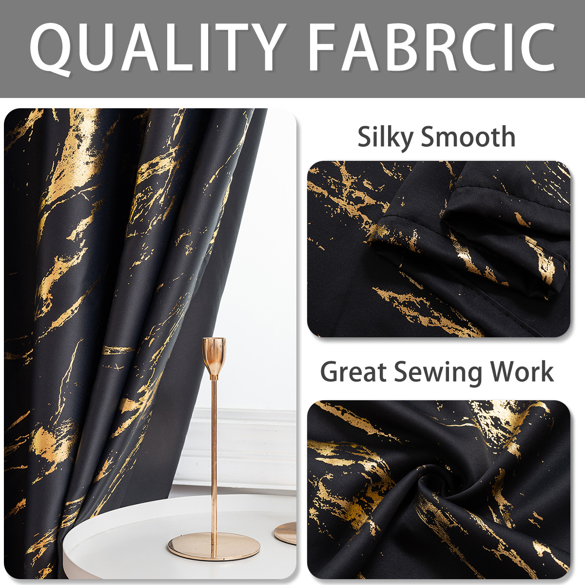 YL-37105 cross-border hot stamping and silver marble high-precision blackout curtain punching living room sunscreen finished curtain