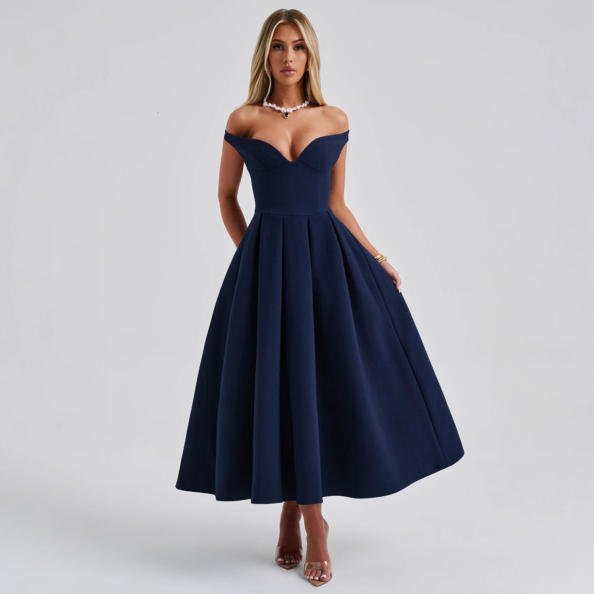 2025 Spring Summer New Womens Fashion Socialite Style Elegant VNeck Backless Evening Dress