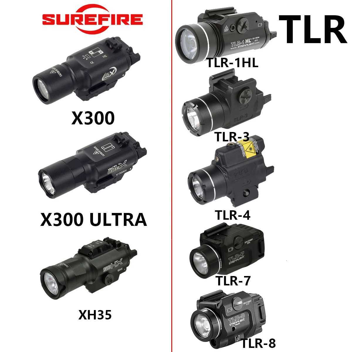 Tactical X300 Ultra XH35 Weapons Pistol Gun Flashlight TLR TLR1HL TLR3 TLR4 TLR7 TLR8 Airsoft Weapons Scout LightXJ250905