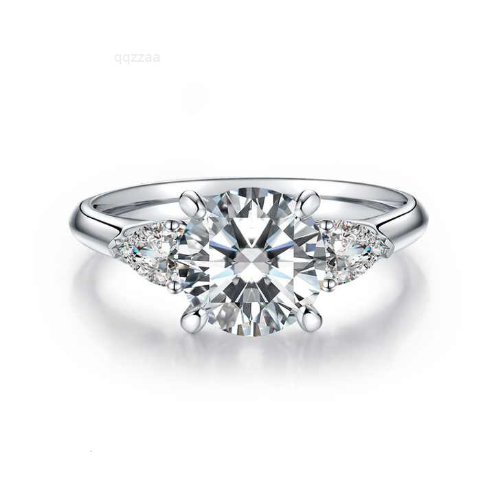 VOAINO Round Brilliant Cut Three Stone Ring Labgrown Diamonds Engagement Ring 14K 18K Solid Gold Ring with Lab CVD Diamond