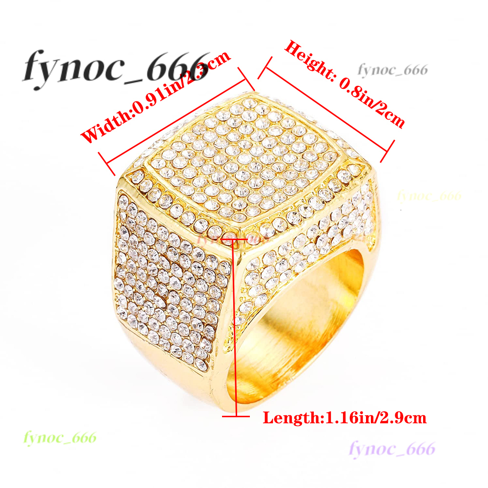 2025 Wholesale Trendy Hip Hop Alloy Jewelry Mens Diamond Square Ring for Men