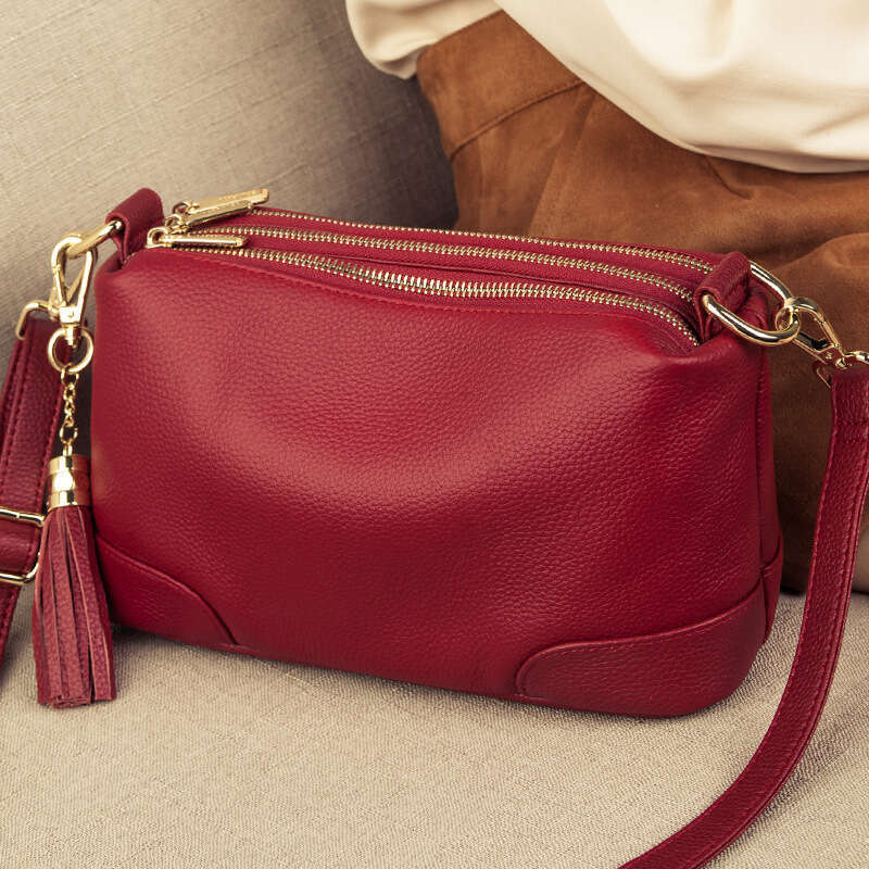 Winter 2025 New Small Crossbody Genuine Leather Multi-Zipper Multi-Layer Women's Versatile Tassel Single Shoulder Trendy Bag