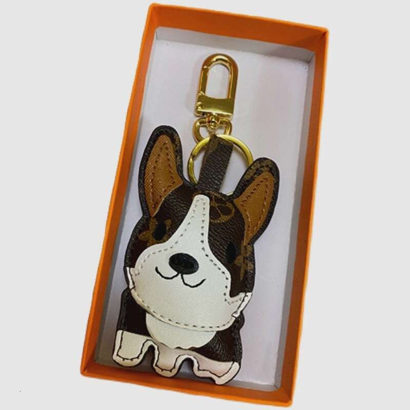 DHpet_wholesale Premium Corgi Leather Charm, Japanese Style, Stainless Steel Keychain, Design, for Bags/Car Keys