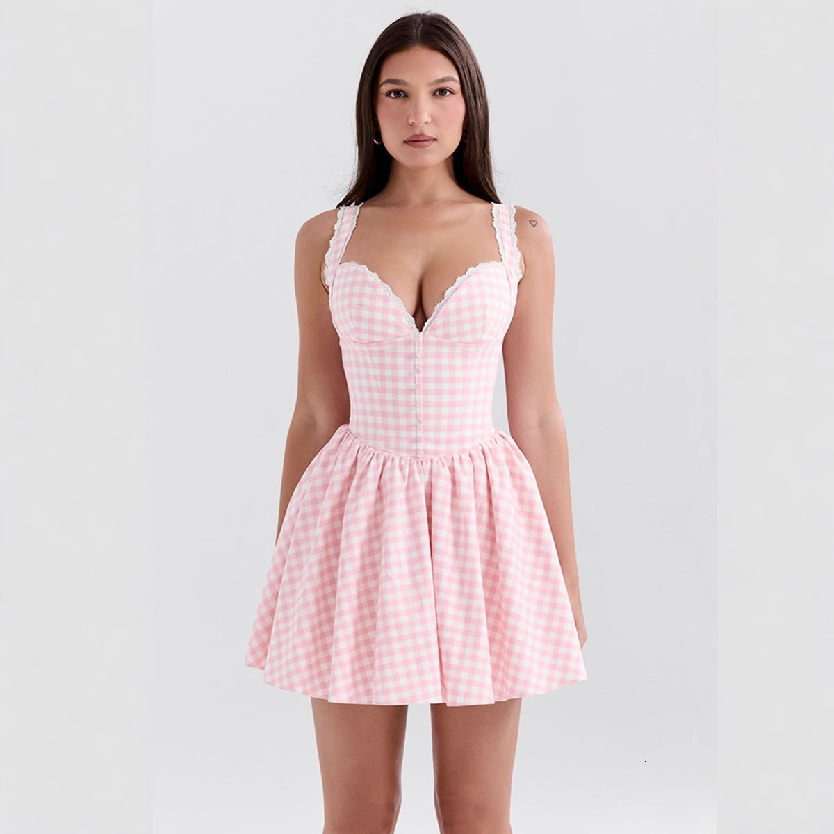 Sexy Floral Strap Dress Deep V Short Dress Blue Printed Tight Corset Dress for Summer Women