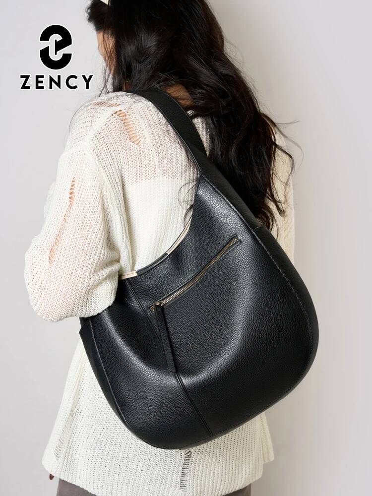 Zency Vintage Women's Genuine Leather Top Quality Large Hobo Shoulder Designer Bag