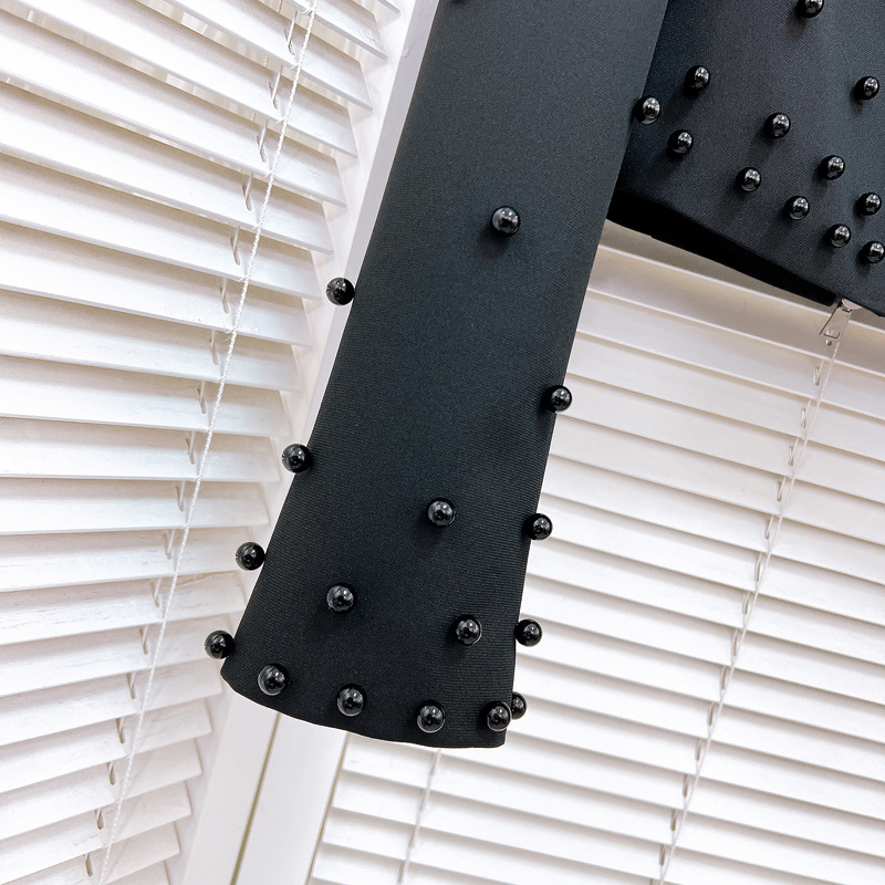 2026 Milan Autumn Brand Same Two Piece Black and White Round Neck Long Sleeve Dress