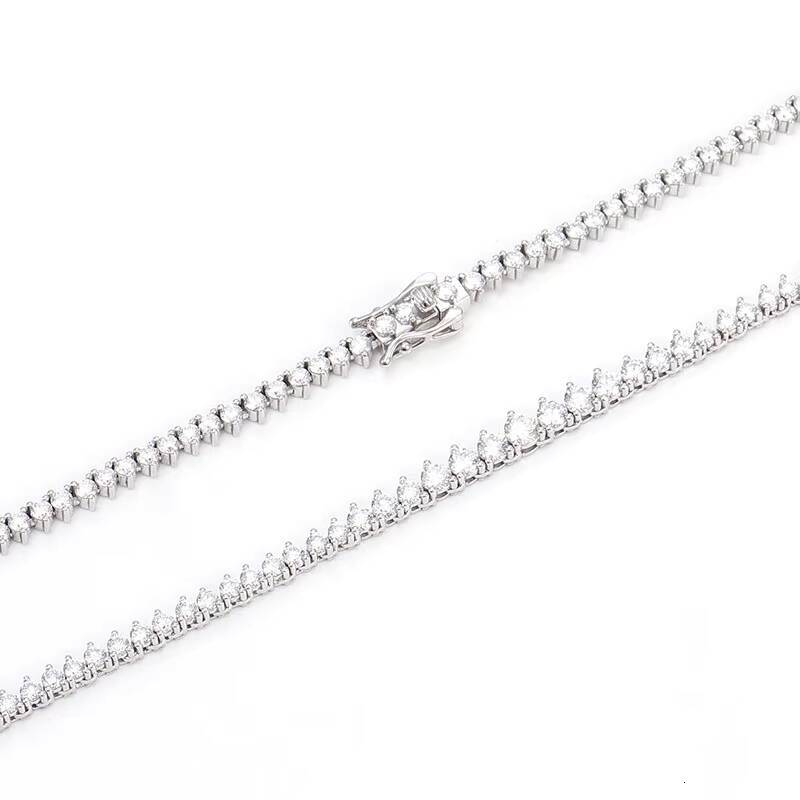 Provence Table Tennis Necklace 925 Silver 2mm 3mm 4mm 5mm Round Colorless Mossinate Diamond Tennis Chain Fashion Necklace