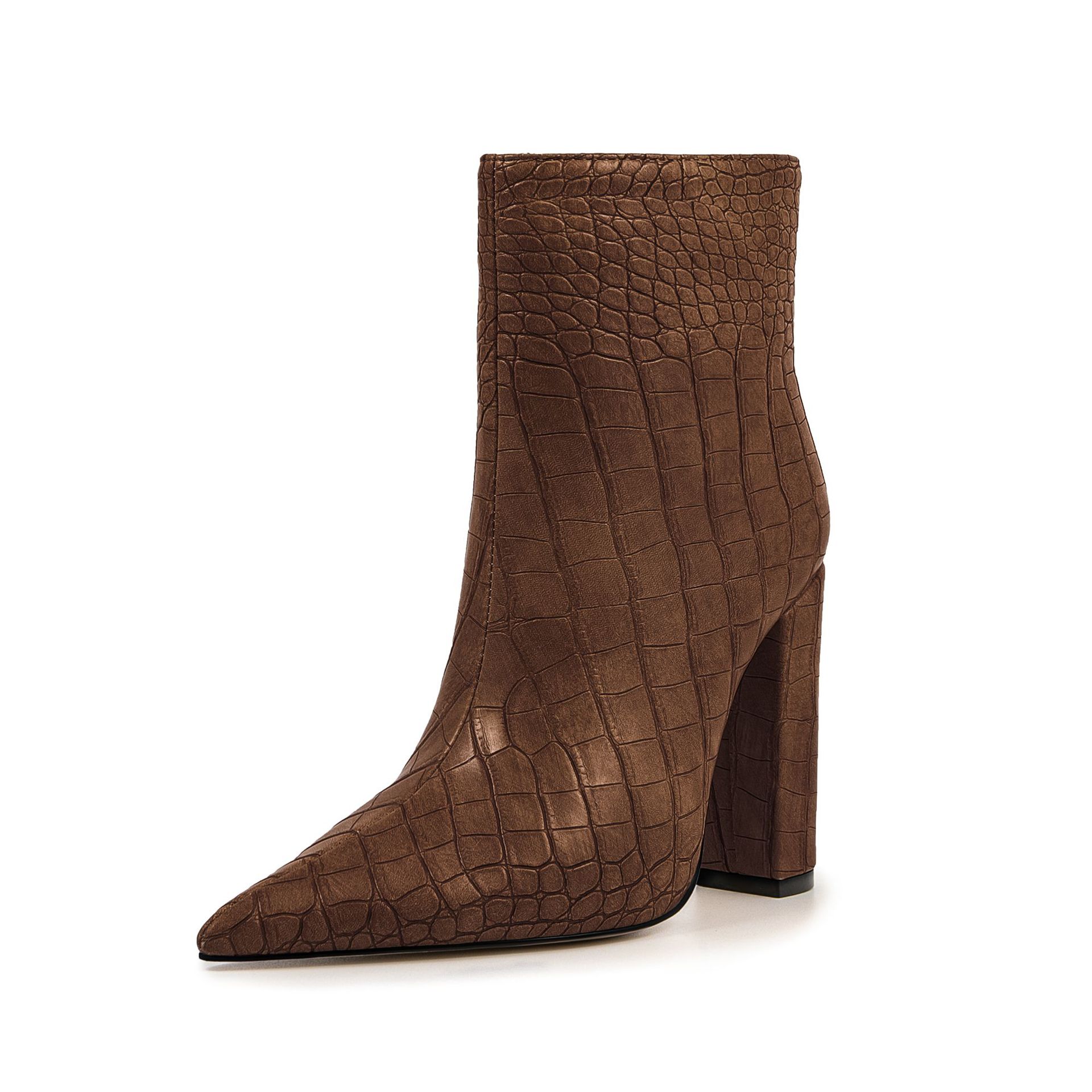 Chengdu Handmade Stone Texture Pointed Toe Ankle Boots - Chunky Heel Martin Boots (4 Colors) Fashion Runway Boots