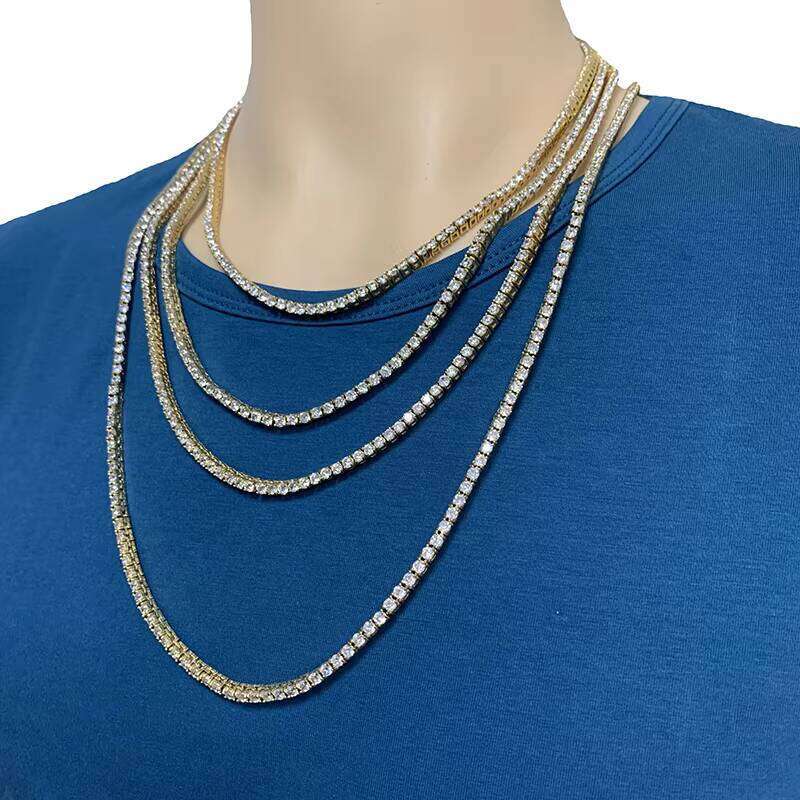 4mm Moissanite Tennis Chain Necklace: Unisex Luxurious Sparkle, Passes Test