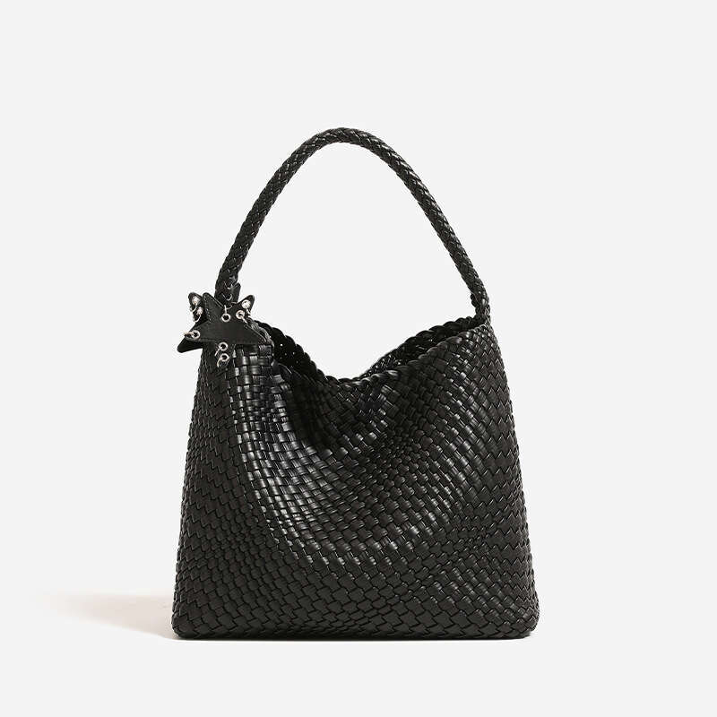 DHEssentials 2025 Spring Woven Tote Women's Large Capacity Crossbody Underarm Bag Retro Style Black Silver Champagne Gold