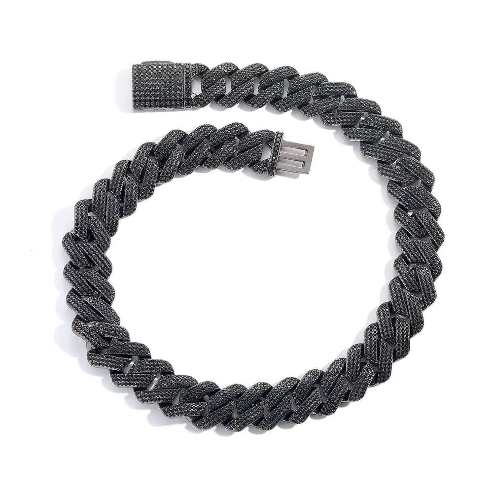 VVS Moissanite Plated Iced Out Bracelets S Sier Black Dia Cuban Link Chain Hip Hop Fashion Jewelry