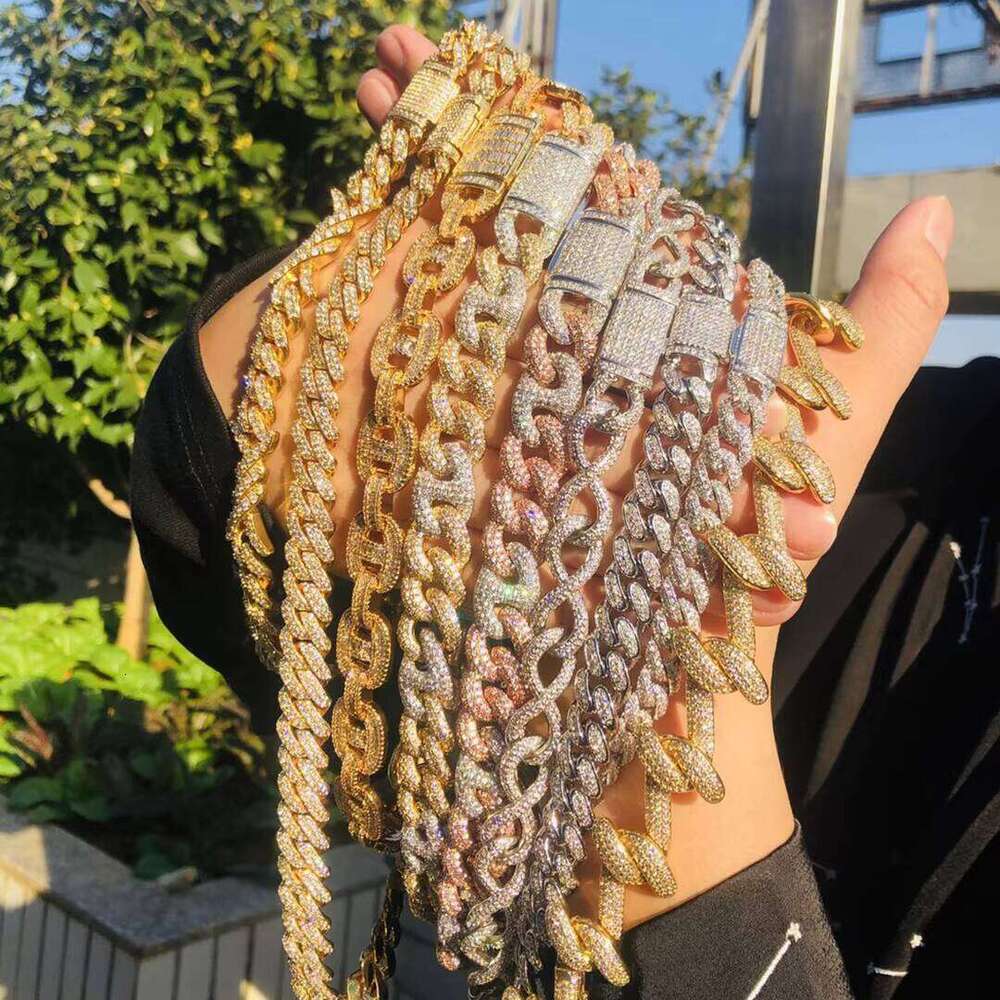 Men's 12mm Iced out Cuban Chain Necklace Hip Hop Dia Prong Choker for Wedding Engagement or Gift