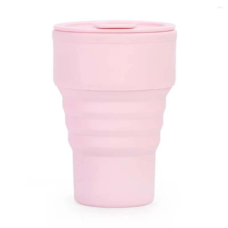 Water Bottles 375ml Folding Coffee Cup Silicone With Lid Collapsible Cups Foldable Reusable Portable Travel Tumbler Dining Z260202