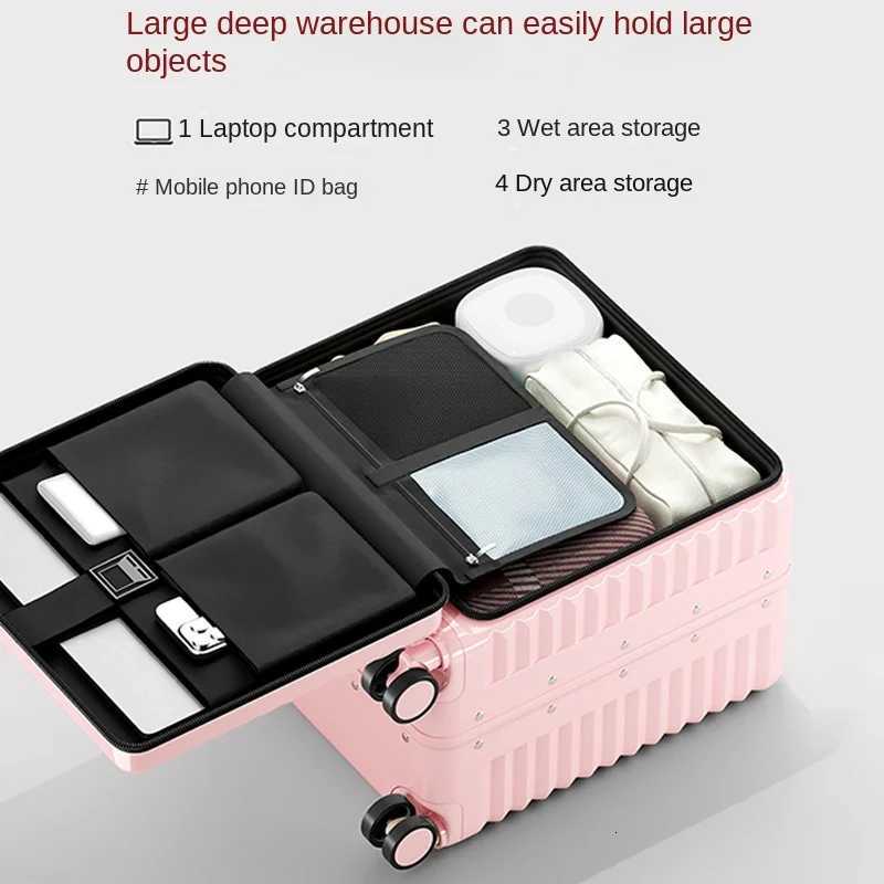 Sideopening 18inch Lightweight Boarding Suitcase Small Female 20inch Short Trip Suitcase Sturdy Aluminum Frame Trolley Case Z250905