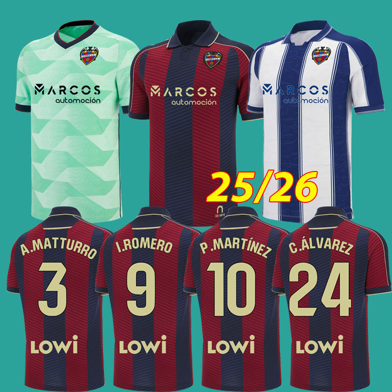 Levante UD Soccer Jerseys 25 26 ROMERO Home Kit Released 100th Anniversary of Portal de Vallejo LUD Kit Granotes Shirts The Frogs Football shirt 2025 2026 Uniforms