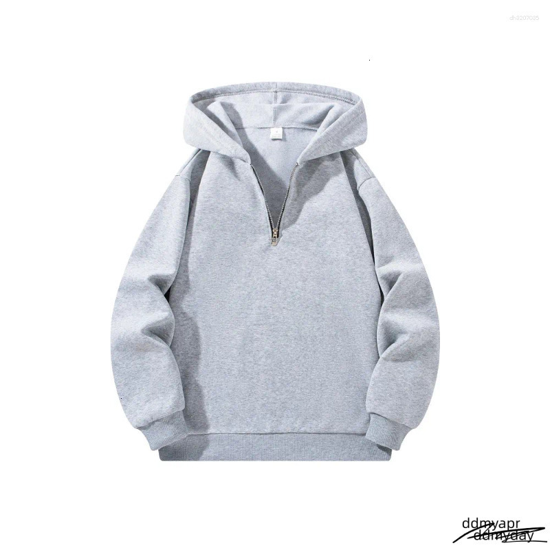 Cotton Men's Hoodies Half Zipper Ddmyday Hooded Solid Color Long Sleeve Sweatshirts Autumn ddmyday Loose Sport Warm Sweats Fashion Casual Pullove