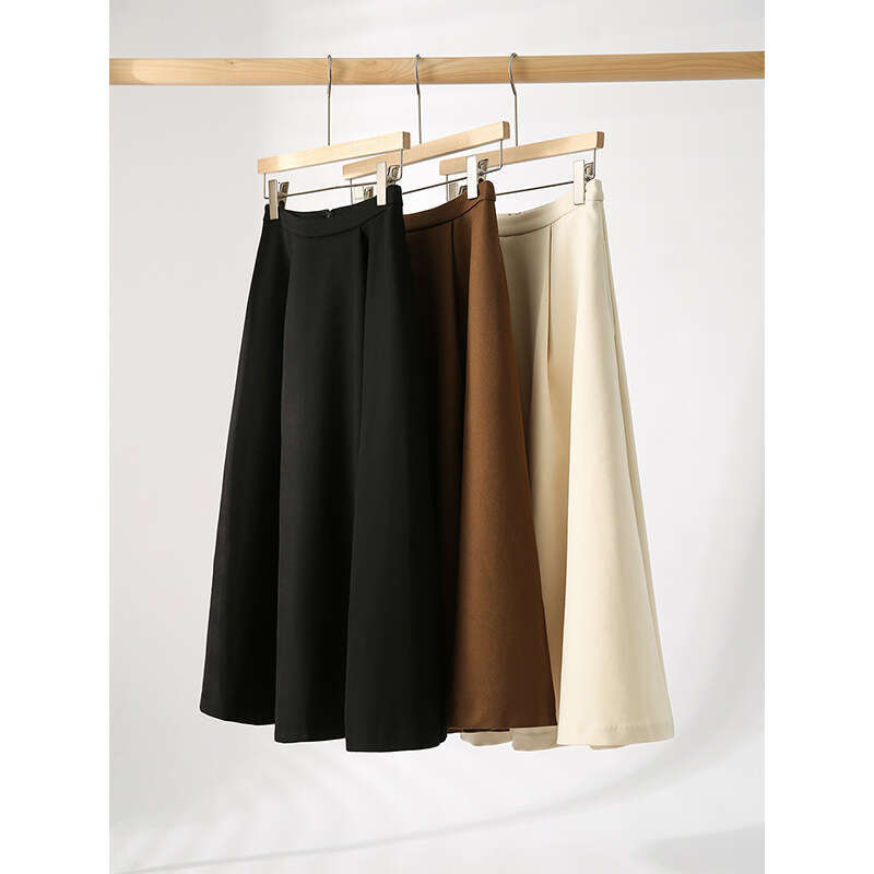 French High-Waisted Flared Midi Skirt, New Fashion Women's Clothing For Spring Autumn, Autumn And Winter Long Skirt B5