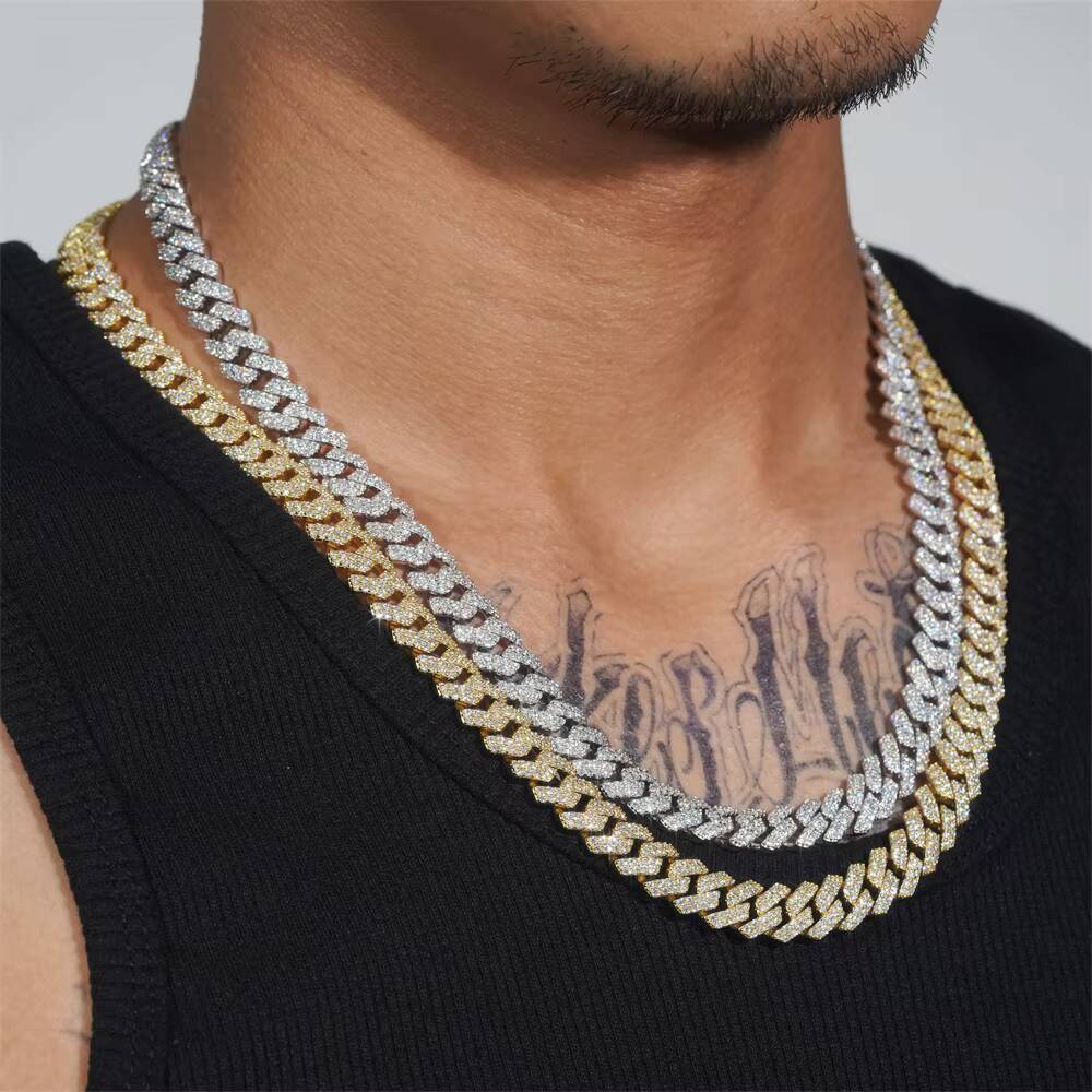 Hot Sale 10mm GRA Certified Moissanite Diamond 925 Silver Hip Hop Necklace Moissanite Cuban Link Chain