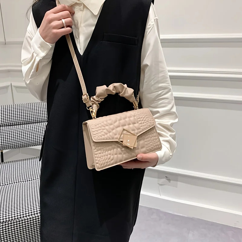 Fashion Ladies Shoulder Bag Pure Color Crossbody Bag Stone Pattern Small Square Bag for Women Versatile Soft PU Leath 250903