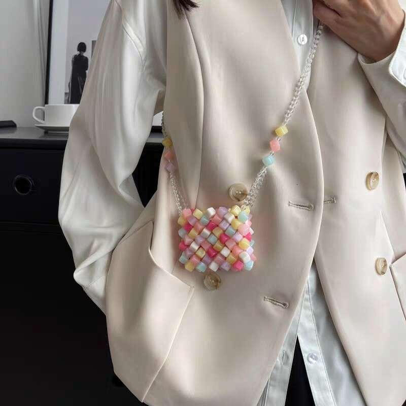 Transparent Jelly Candy Color Exquisite Small Female Niche Design Sense Crossbody Mini Pink Coin Purse Lipstick Bag