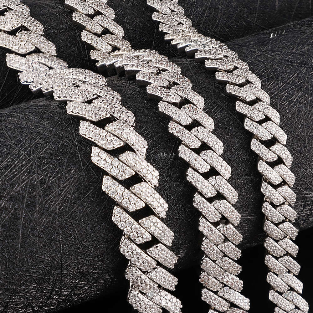Hip Hop Jewelry 8MM 10MM 12MM Wide Double Row S Sier VVS Grade Moissanite Iced Out Cuban Link Necklace