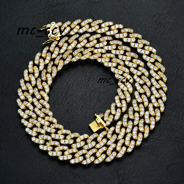 Jwy Fashion Hip Hop Brass Luxury Cuban Link Chain 8mm Iced Out Cuban Chain Necklace Jewelry
