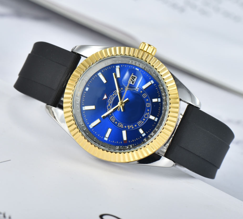 ROL Mens SKY DWELLER Automatic quartz Movement watch multifunction Wristwatch Designers Men Watches Stainless Steel Strap Gold Wristwatches Montre de luxe #157