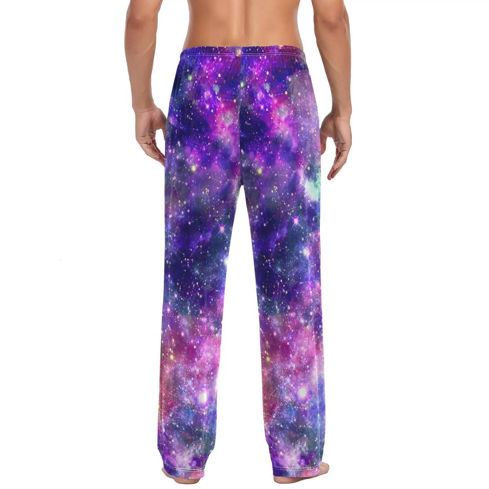 Loose Men's Pama Man Cosmic Star Print Home Sleepwear Spring Autumn Trousers For Men Pijama Elastic Long Pants pyjama