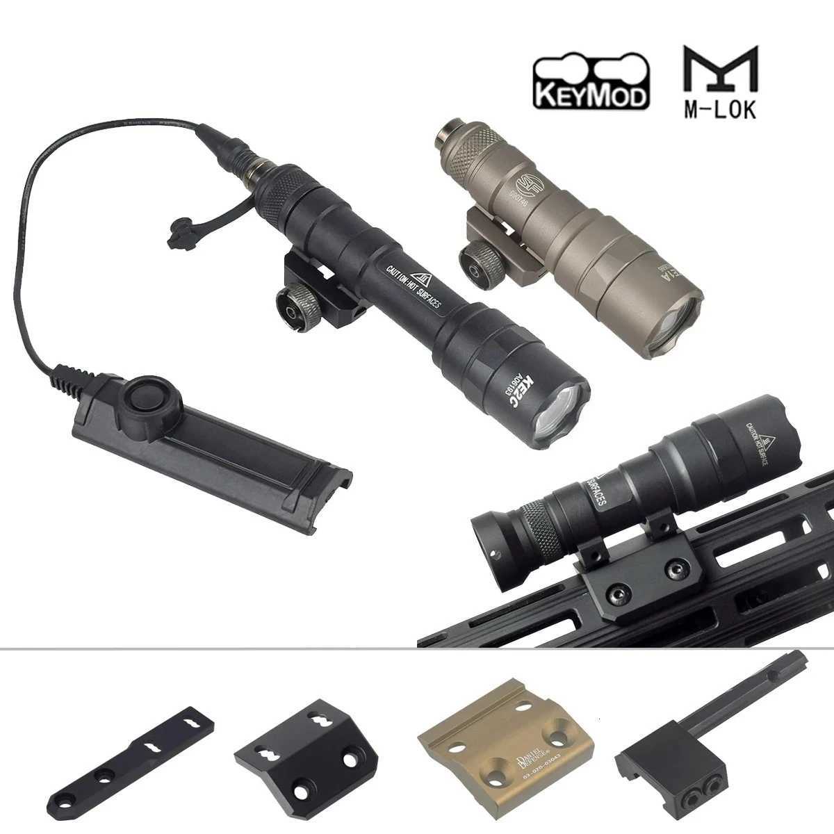 M600 M300 Tactical Flashlight Hunting Airsoft Weapons Scout Light Fit MLOK MLOK Keymod 20mm Rail Offset Mount BaseXJ250905