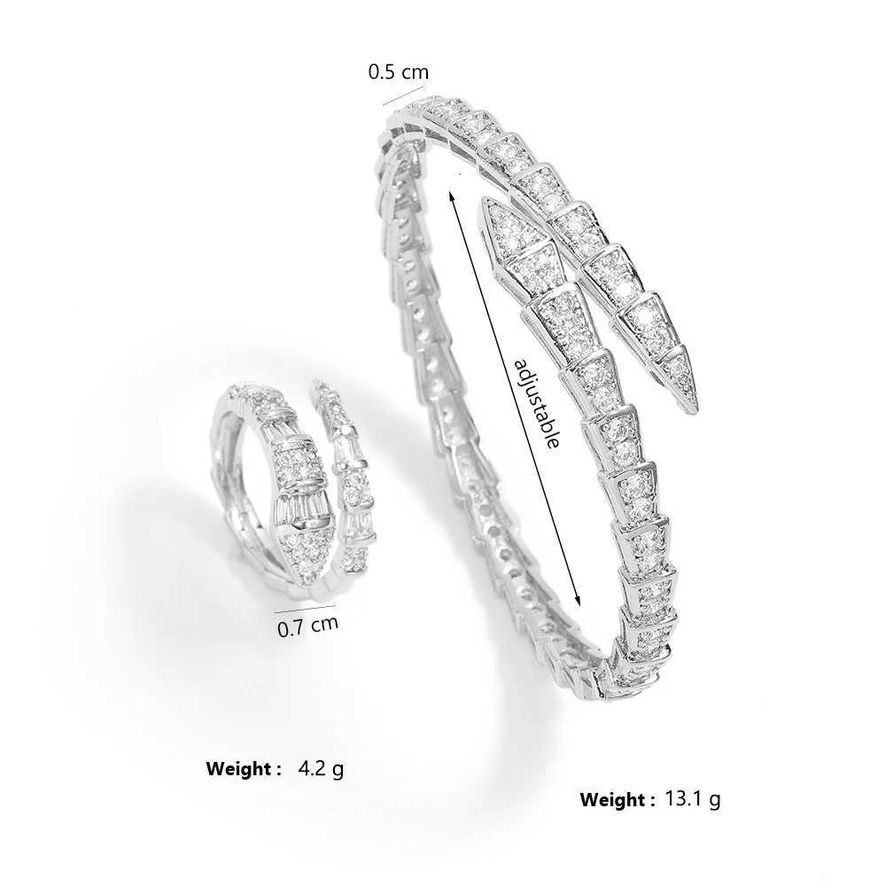 Htpwe Fashion Snake Bone Bracelet Ring Set For Wen 18k Gold Couple Holiday Gift Bracelet Ring Set Party Daily Jewelry S250905