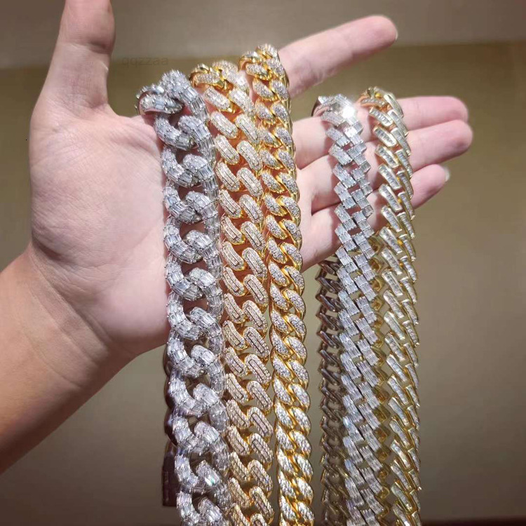 Wholesale White Gold 14MM High Quality Mens Diamond Cuban Link Chain for Men